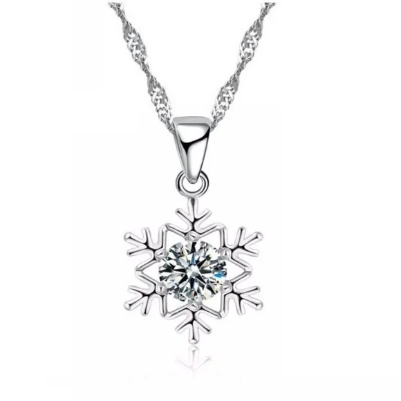 🌟 925 Sterling Silver Necklace Earrings Snowflake Set Drop - Picture 6 of 7